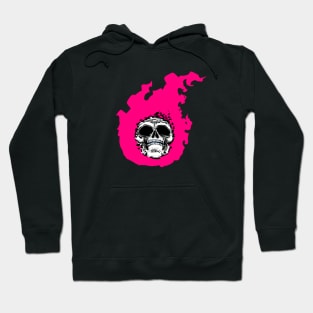 pink flame skull Hoodie